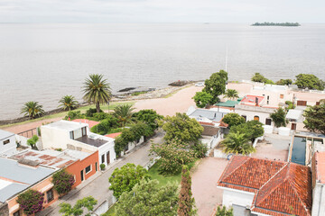 Panoramic view of Colonia, Uruguay, and La Plata river, from the lighthouse