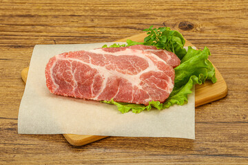 Raw pork meat neck steack