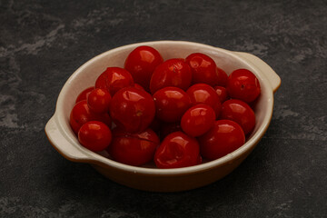 Pickled cherry tomatoes in the bowl