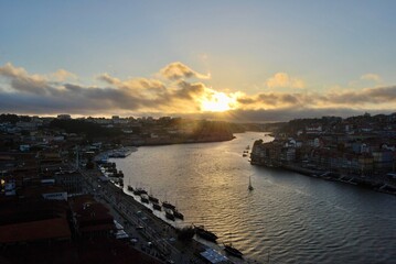 sunset over the Douro Porto Lisboa Portugal