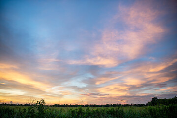 Dramatic Colorful Sky at Sunset in Rural Louisiana