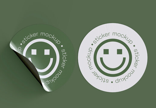 Set of Two Adhesive Stickers Mockup