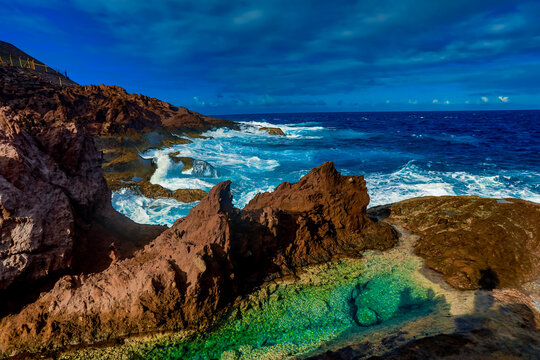 Saba Island ocean waves, Netherlands Antilles