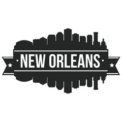 Fototapeta premium New Orleans Skyline Stamp Silhouette. Reflection Landscape City Design. Vector Cityscape Icon. 