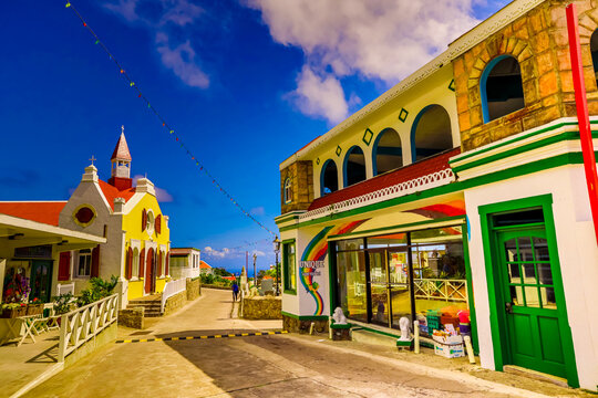 Beautiful village road on Saba Island, Netherlands Antilles