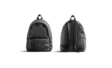 Foto op Plexiglas Blank black backpack with zipper and strap mockup, front back © Alexandr Bognat