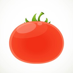 Red juicy tomato isolated on white background