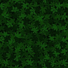 Seamless pattern. The deep green trees leaves lying on a ground