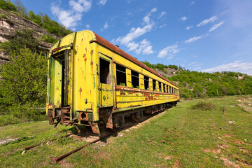 Abandoned Russian train car from Soviet era in Georgia, Caucasus