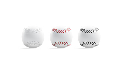 Blank white baseball ball with seam mockup, side view