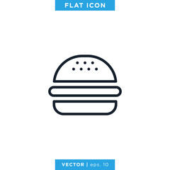 Burger Icon Vector Design Template. Editable Stroke.