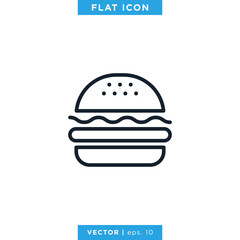 Burger Icon Vector Design Template. Editable Stroke.