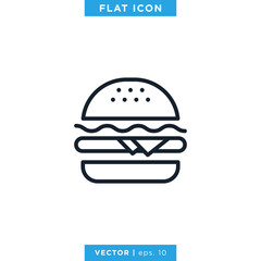 Burger Icon Vector Design Template. Editable Stroke.