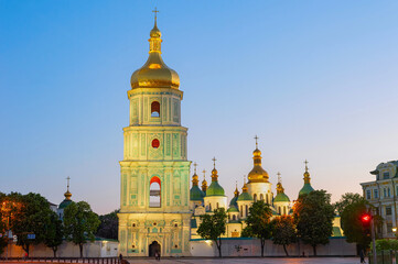 Fototapeta na wymiar Sophia Cathedral church twilight Kyiv