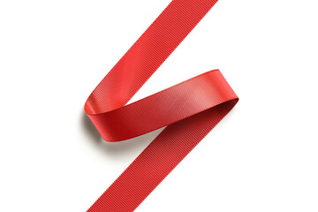 Blank red curl silk ribbon mock up, isolated