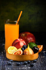 fruits in wooden cup