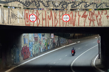 lonely motorcycle on the curved city street