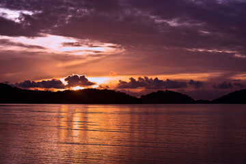 Beautiful tropical sunrise over the ocean in the Andaman sea