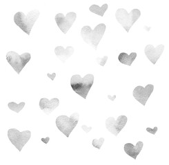 Watercolor hearts seamless background. Gray watercolor heart pattern. watercolor romantic texture.