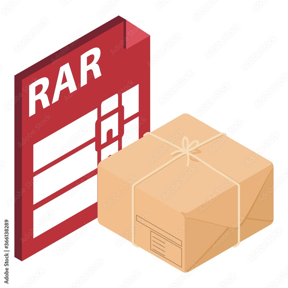 Aufkleber rar file icon. isometric illustration of rar file vector icon for web