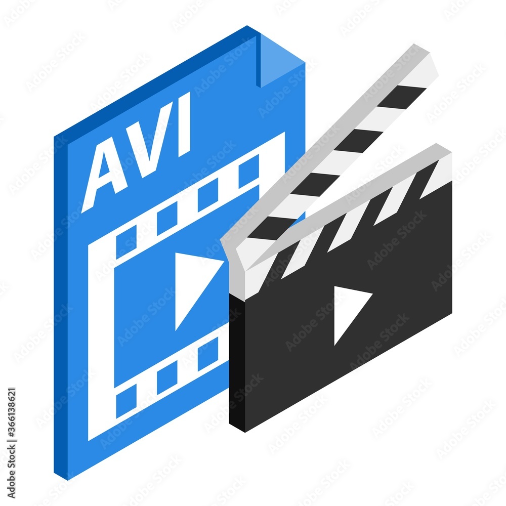Poster avi file icon. isometric illustration of avi file vector icon for web