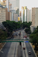 9 de julho avenue in Sao Paulo city, Brazil. Top view