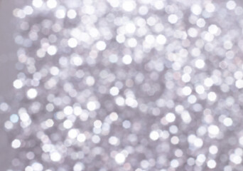 Silver glitter festive background with bokeh lights. Celebration concept for Holidays and anniversary.