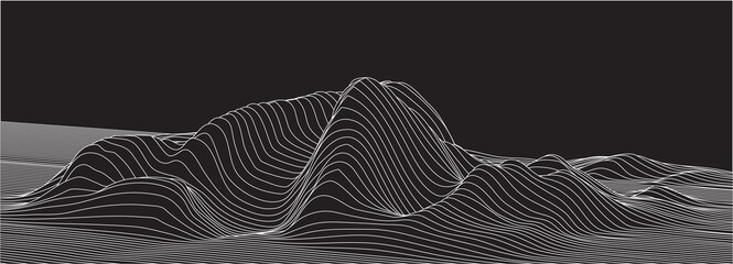 Abstract vector surface. Landscape made of lines. Surface made of sections.