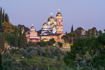 Fototapeta na wymiar New Athos monastery, famous landmark, Abkhazia