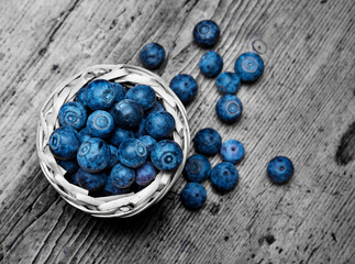 blueberries in a little basket