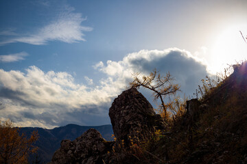 sunrise in the mountains austrian alps in autumn