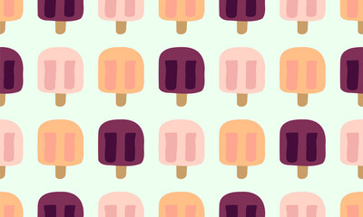 set of pink popsicles, ice lollies,  seamless repeat pattern, vector pattern, craft paper, scrapbooking, background