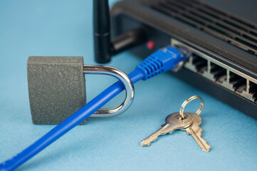 the router and lock, concept of security of wireless networks