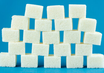 sugar cubes on a blue background