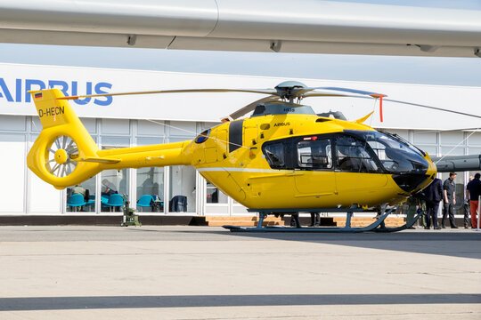 BERLIN - APR 27, 2018: Airbus H135 helicopter at the Berlin ILA Air Show.