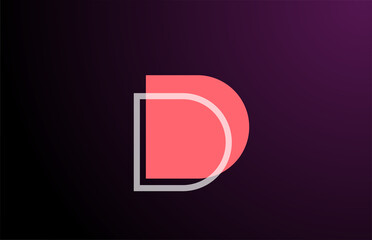 pink black geometric D line alphabet letter logo icon for company. Simple line design for corporate and business