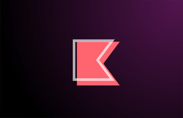 pink black geometric K line alphabet letter logo icon for company. Simple line design for corporate and business