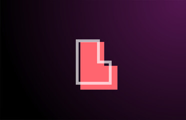 pink black geometric L line alphabet letter logo icon for company. Simple line design for corporate and business