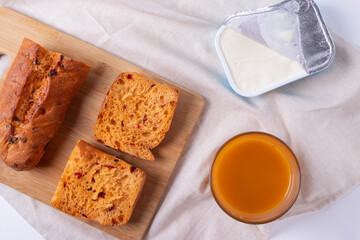 breakfast concept with fresh bread