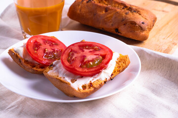 breakfast concept with fresh bread