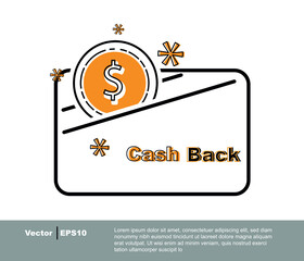 Cash back in wallet. Cashback icon with coins. Finance saving concept. Save money tag. Credit pay of customer. Money refund on isolated background. Payment investment banner. Flat vector