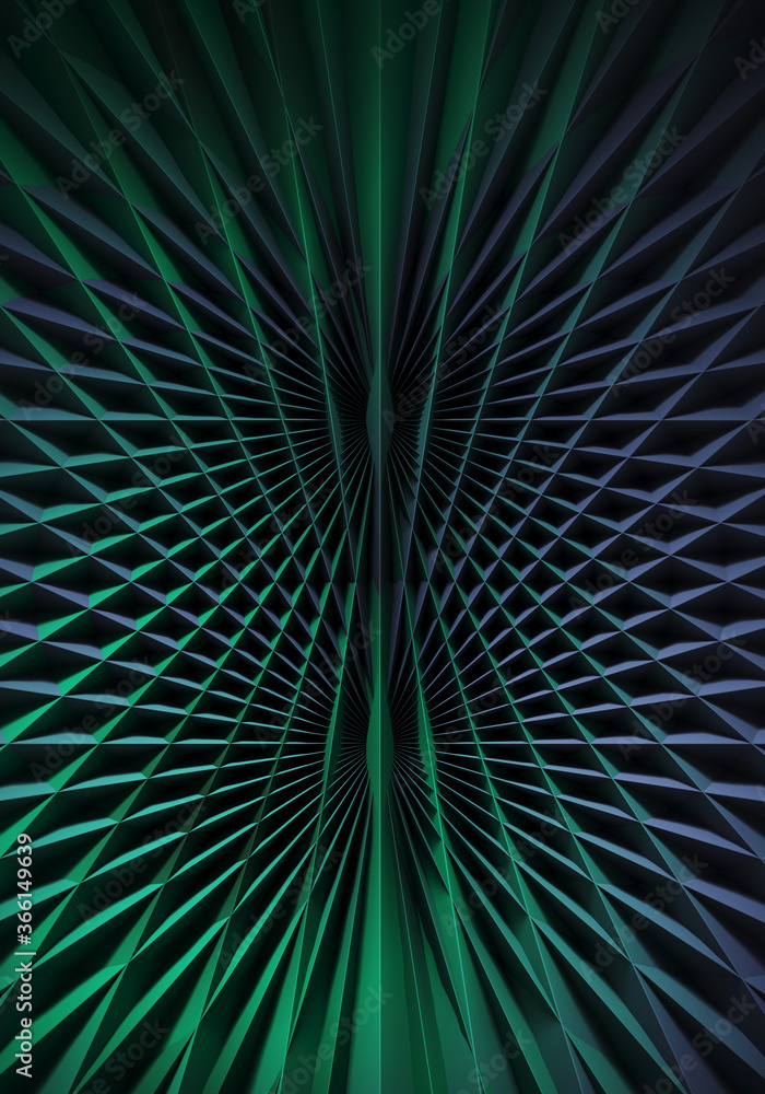 Poster abstract creative background for branding identity design. dark green subtle geometric pattern. 3d r