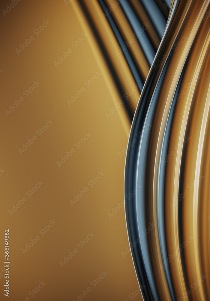 Poster minimal background for soft and smooth concept. gold and blue cream ripple surface background. 3d re