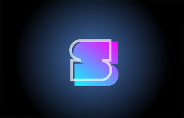 geometric S pink blue line alphabet letter logo icon for company. Simple line design for corporate and business