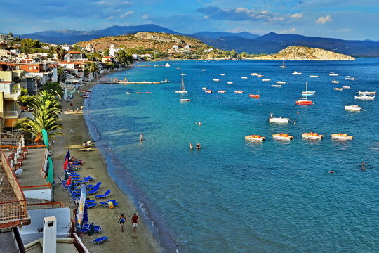 Greece-view of the city Tolo and beach