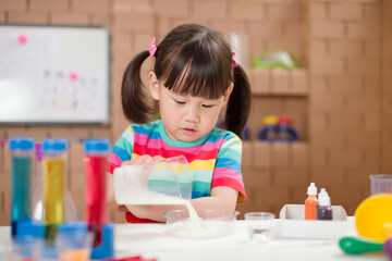 toddler girl  play science experiments for homeschooling