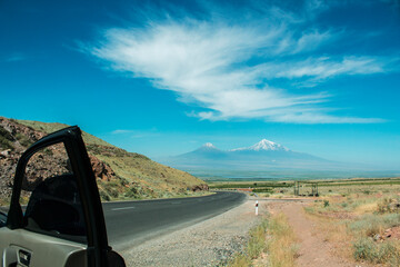 the road and Ararat mountain