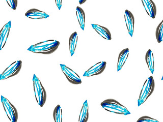 Fototapeta premium Blue Botany Design. Bright Brush Print. Black Acrylic Wallpaper. White Tropic Wallpaper. Blue Leaf Template. Black Brushed Seamless. White Abstract Pattern.