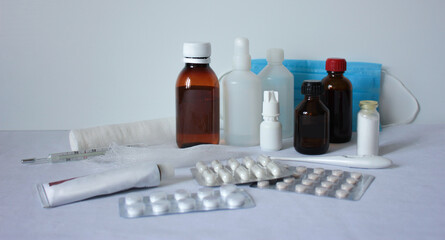 Collection of medicines and supplements.