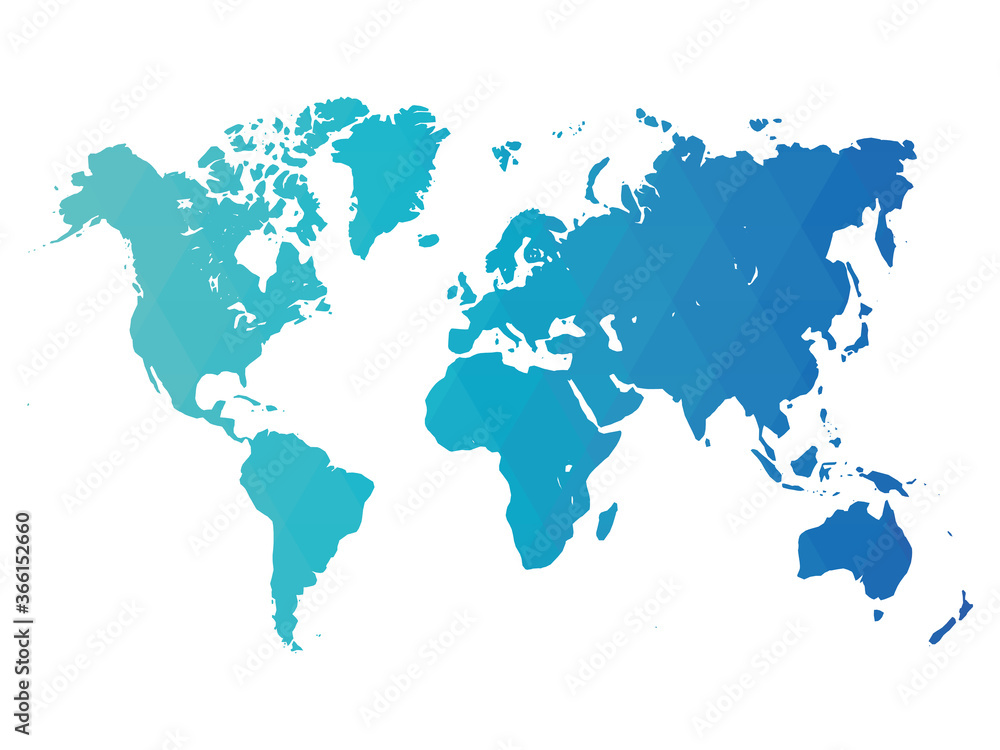 Sticker map of world. blue low poly gradient of rhombus shapes. modern vector polygonal design - Stickers